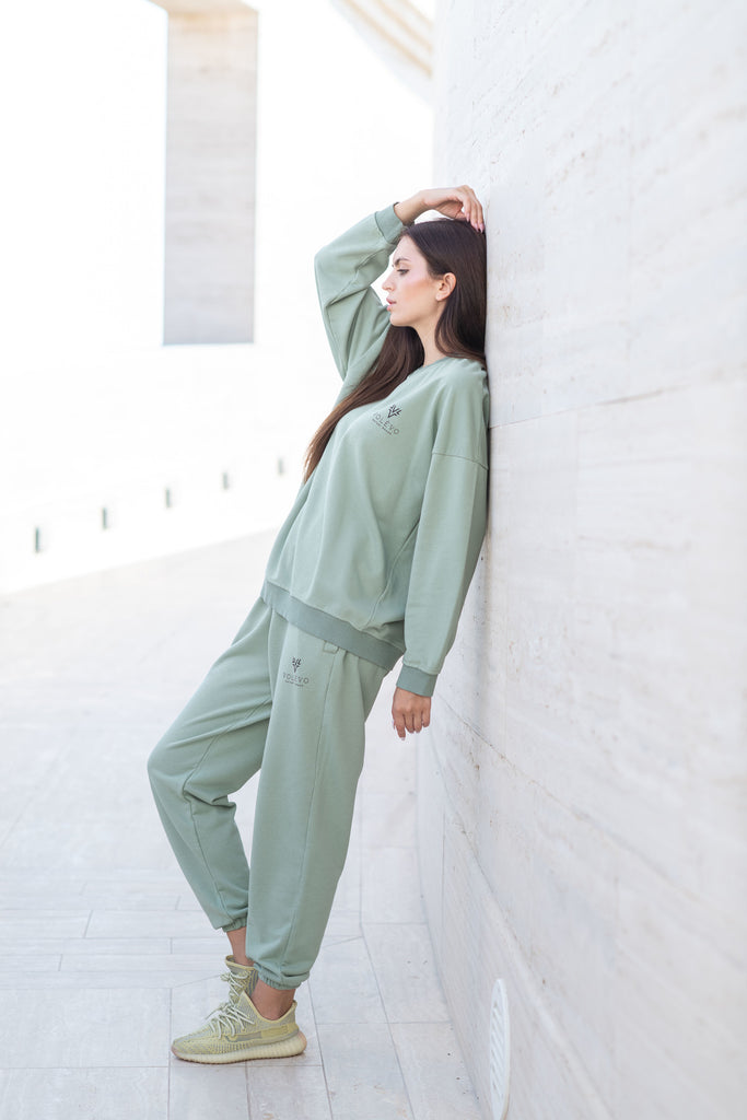 Formal Garden Green Sweatshirt Pants Set بدلة سويت شيرت بنطلون